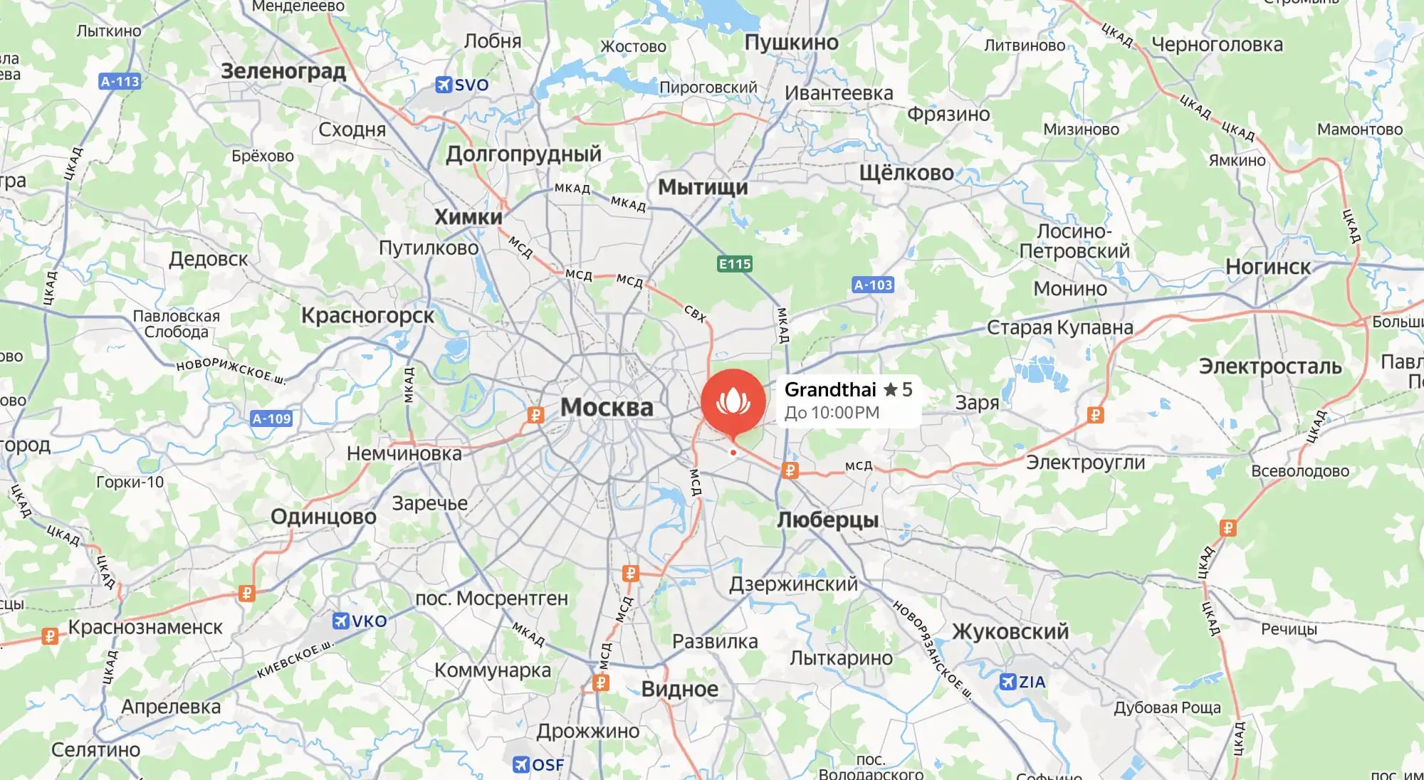 Карта проезда к действующему салону GRANDTHAI: Москва, ул. Михайлова, 30А, к.1