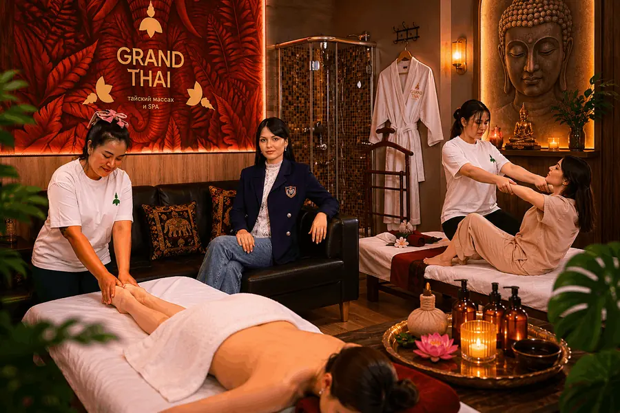 Коллаж: мастера, процедура и основатель GRANDTHAI